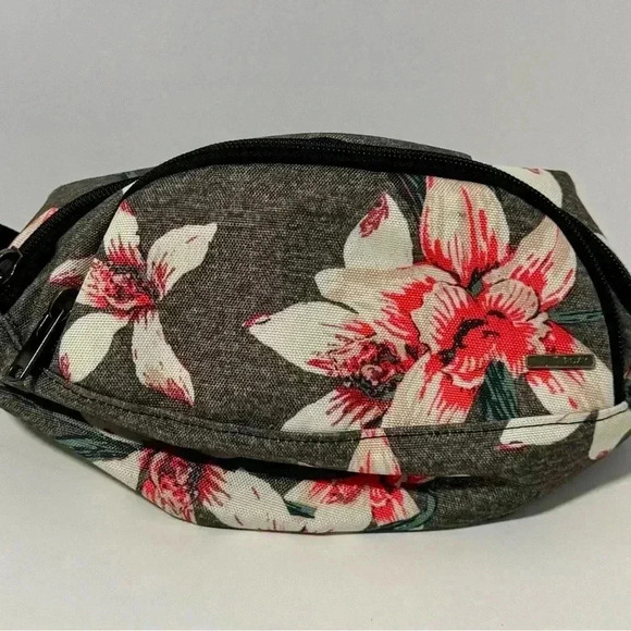 Roxy Waist Pack Fanny Pack Gray Floral Adjustable - Picture 4 of 9